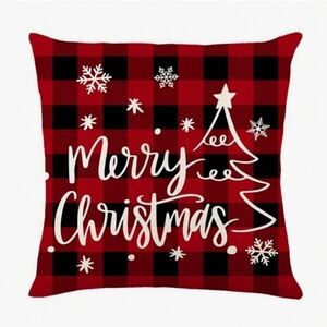 “Merry Christmas” Festive Gingham Holiday Pillow Case